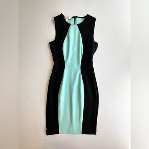 Boston Proper Black and Mint Colorblock Midi Dress